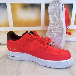 Nike Laser Crimson Air Force 1 Lows, Size 10.5 (WOMEN) Size 9 (MEN).